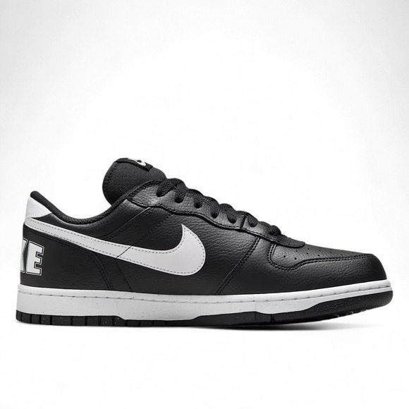 Nike Big Nike Low Shoes Mens 10 Black White Leather Sneakers 355152-016‎ NEW